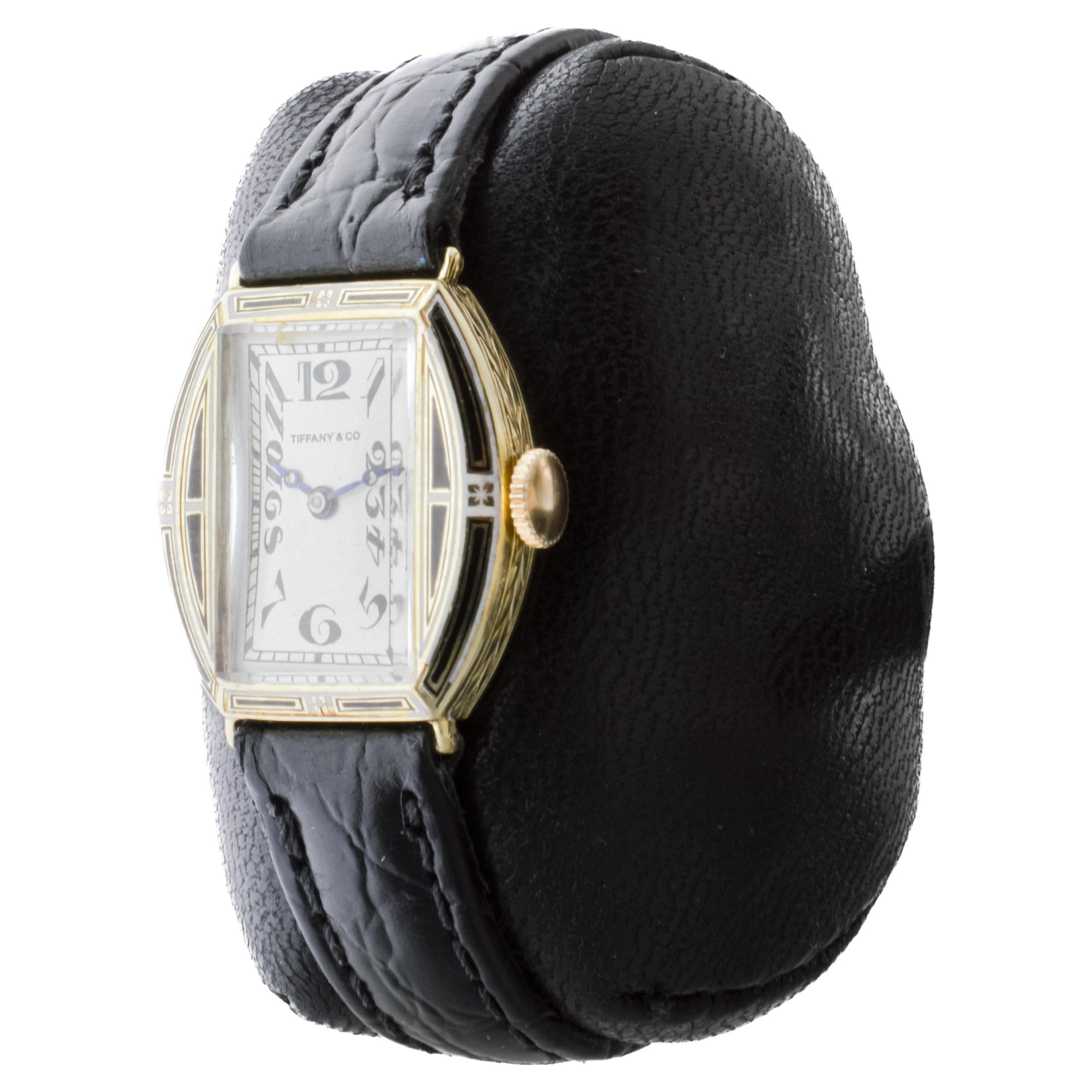 Longines for Tiffany & Co. 14Kt Solid Gold Ladies Art Deco Watch circa 1919 For Sale 2