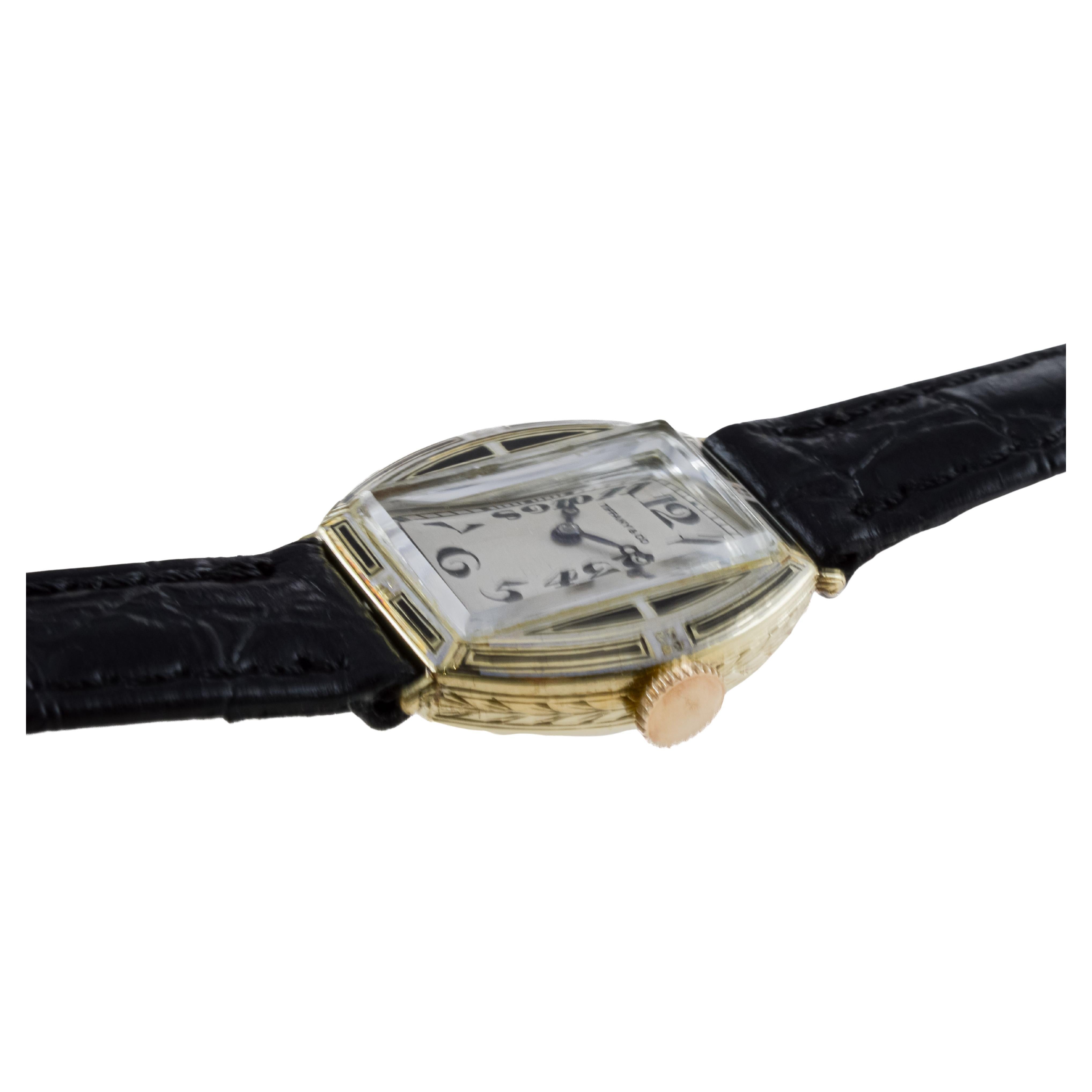 Longines for Tiffany & Co. 14Kt Solid Gold Ladies Art Deco Watch circa 1919 For Sale 5