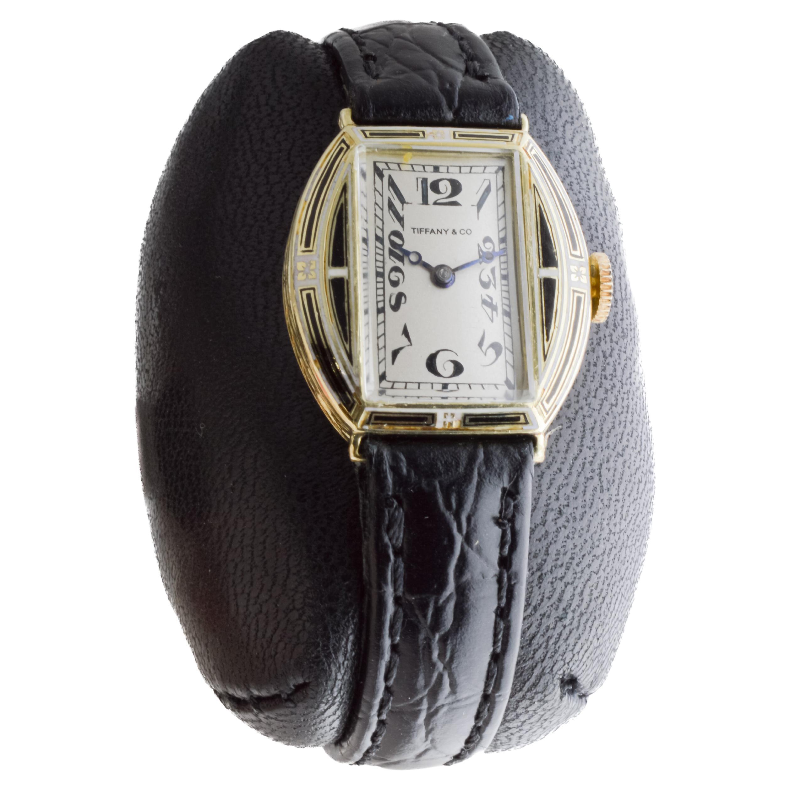 Longines für Tiffany & Co. 14Kt Massivgold Damen Art Deco Uhr um 1919