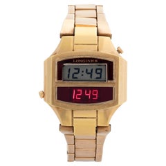 Longines Gemini 11 Digital Wristwatch, Gold Plated, Very Rare, c 1976. w. box