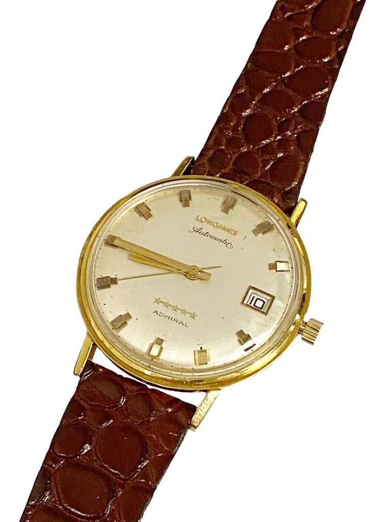 Men's Longines Gold Admiral Wrist Watch with Military and Movie Historic Interest For Sale