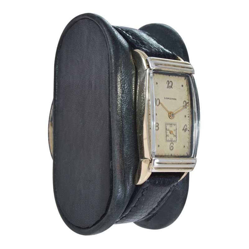 Women's or Men's Longines Gold Filled Art Deco Tonneau Shape Watch from 1940's