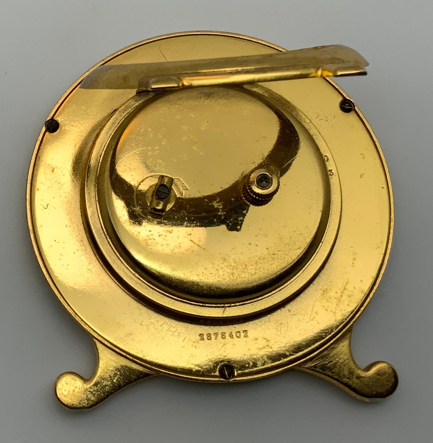 Vergoldete Messing-Schreibtischuhr aus der Zeit von Longines (Edwardian)
