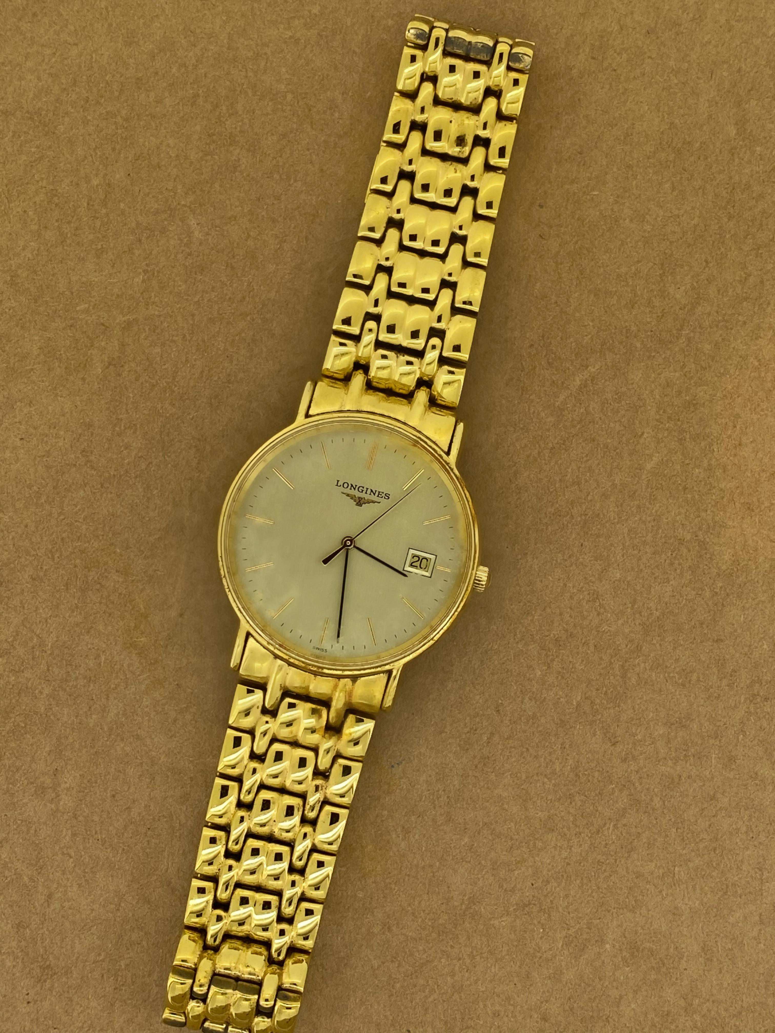 Men's Longines Gold-Plated Champagne Dial Date Quartz 33mm Gents' Watch