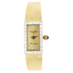 Retro Longines Golden Wing Watch Featuring Diamonds 14K Gold with Papers