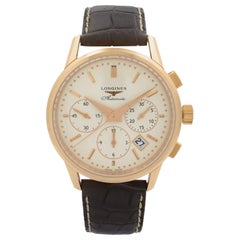 Longines Heritage Chronograph 18k Rose Gold Cream Dial Mens Watch L2.749.8.72.2