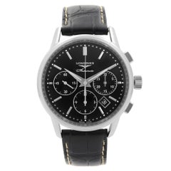 Longines Heritage Collection Montre chronographe en acier avec cadran noir pour hommes L27494520