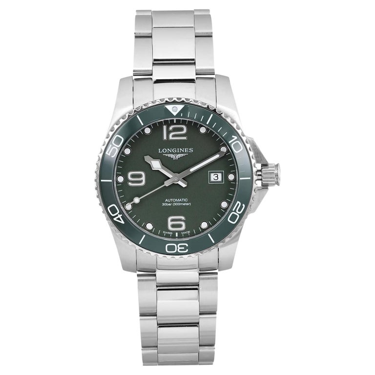 Longines HydroConquest 43mm Steel Green Dial Automatic Men Watch  L3.781.4.06.6 For Sale at 1stDibs