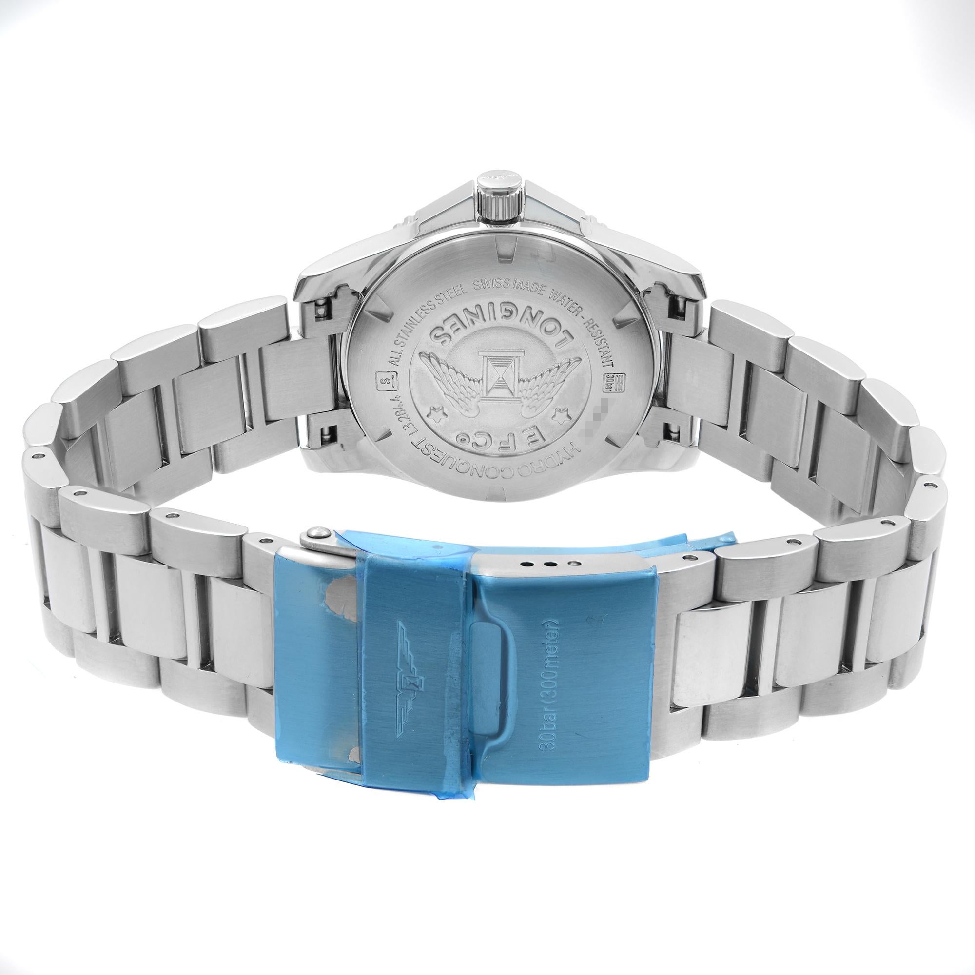 Longines HydroConquest Stahl schwarzes Zifferblatt automatische Damenuhr L3.284.4.56.6 2