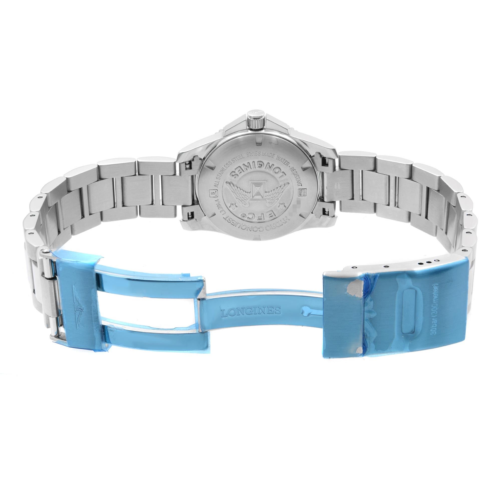 Longines HydroConquest Stahl schwarzes Zifferblatt automatische Damenuhr L3.284.4.56.6 3