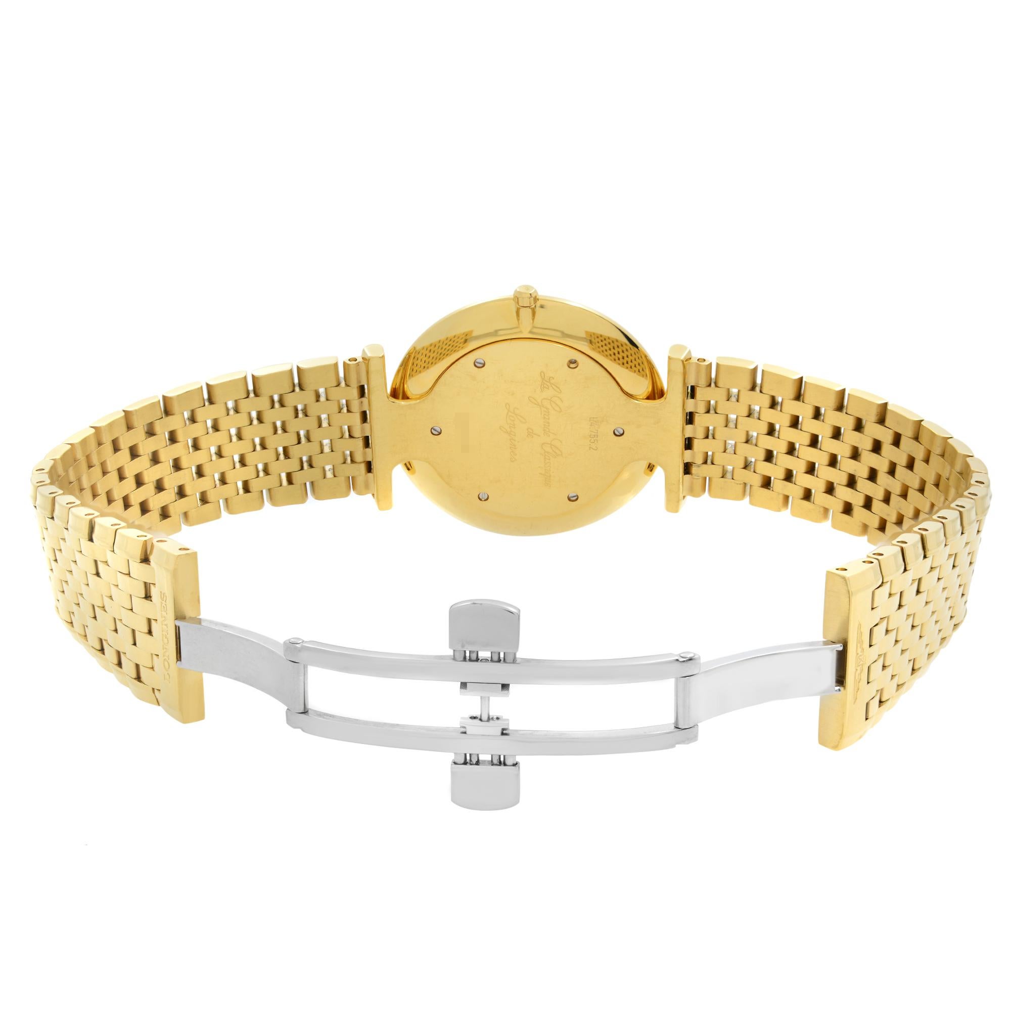 Longines La Grande Classique Gold-Tone White Dial Quartz Watch L4.755.2.11.8 In Excellent Condition In New York, NY