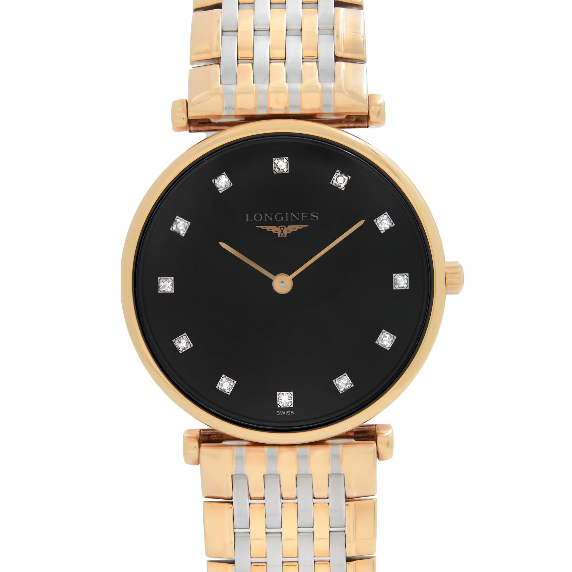 Excellent Pre-owned Condition. The Watch Only Has Tiny Scratches on the Case Back Due to Store Handing as it Shows on Pictures. This Beautiful Timepiece is Powered by Quartz (Battery) Movement and Features: Round Rose Gold PVD Stainless Steel Case