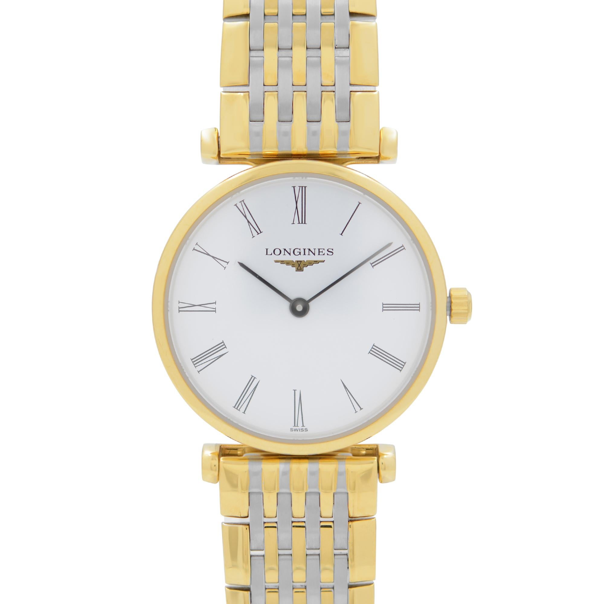 Pre-owned Longines La Grande Classique Stainless Steel Yellow Gold White Dial Men's Quartz Watch L4.209.2.11.7. The Timepiece Has Tiny Scratches on gold tone parts and back case. . This Beautiful Timepiece is Powered by Quartz (Battery) Movement And