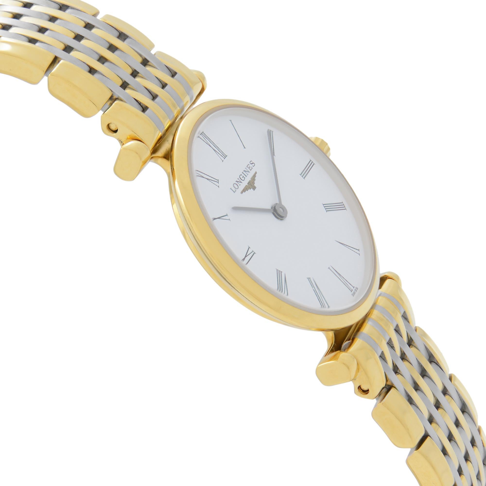 Longines La Grande Classique Steel Gold White Dial Mens Quartz Watch L42092117 In Good Condition In New York, NY