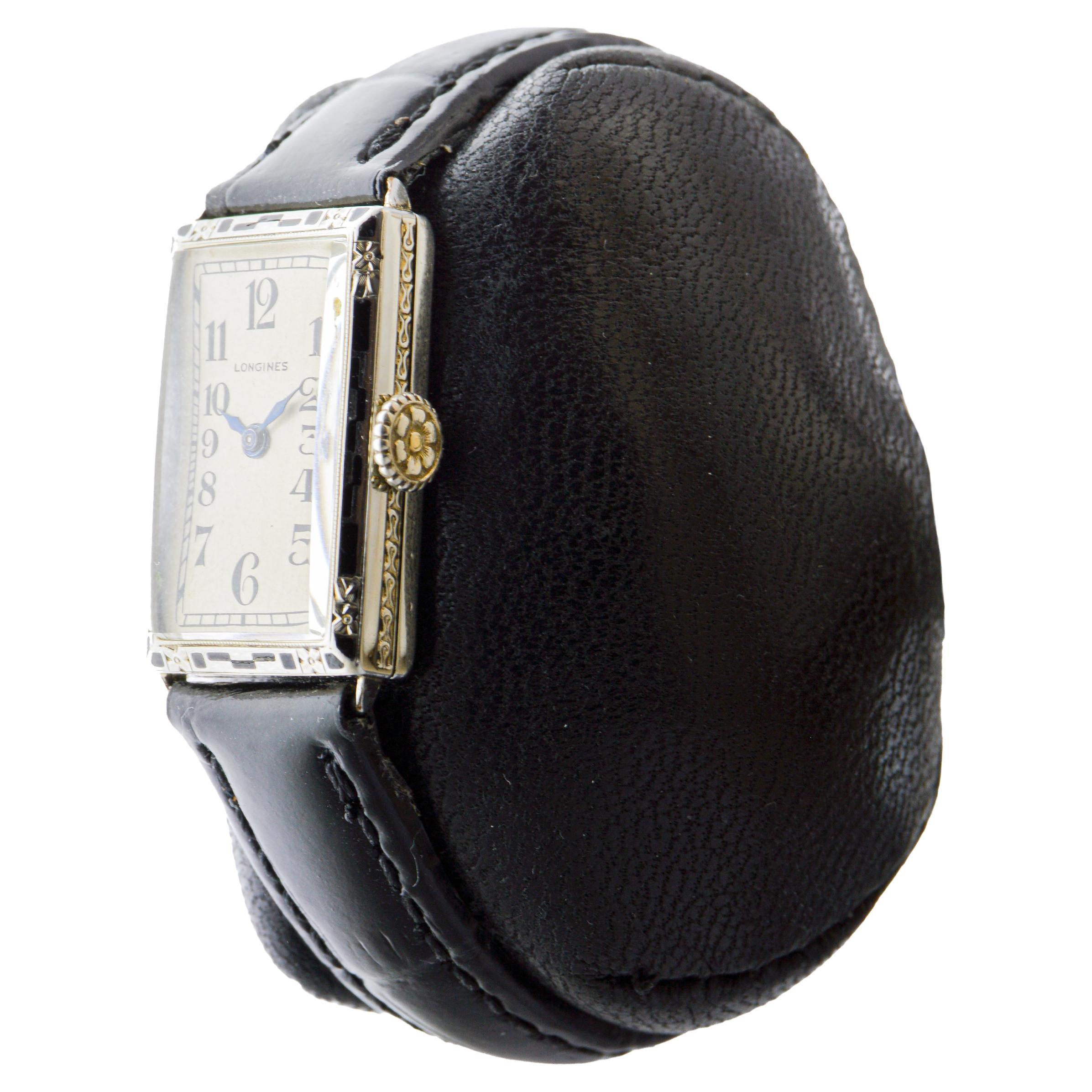 Longines Orologio da donna Art Deco in oro bianco circa 1925 Quadrante di Stern Freres in vendita 4