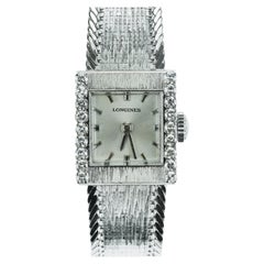 Longines:: Suisse:: Montre habillée pour femme avec diamants en or blanc 18 carats