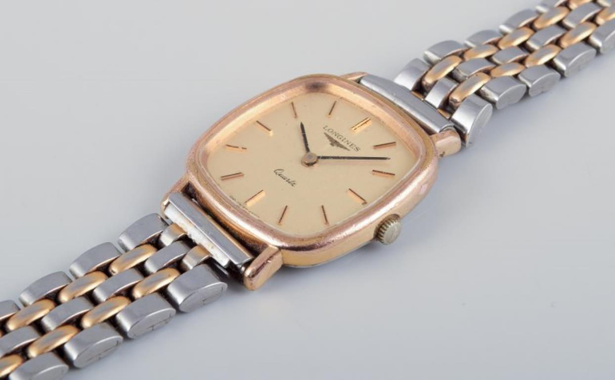 Longines ladies' wristwatch in brass and stainless steel. 1970s/80s. im Zustand „Gut“ im Angebot in bronshoj, DK