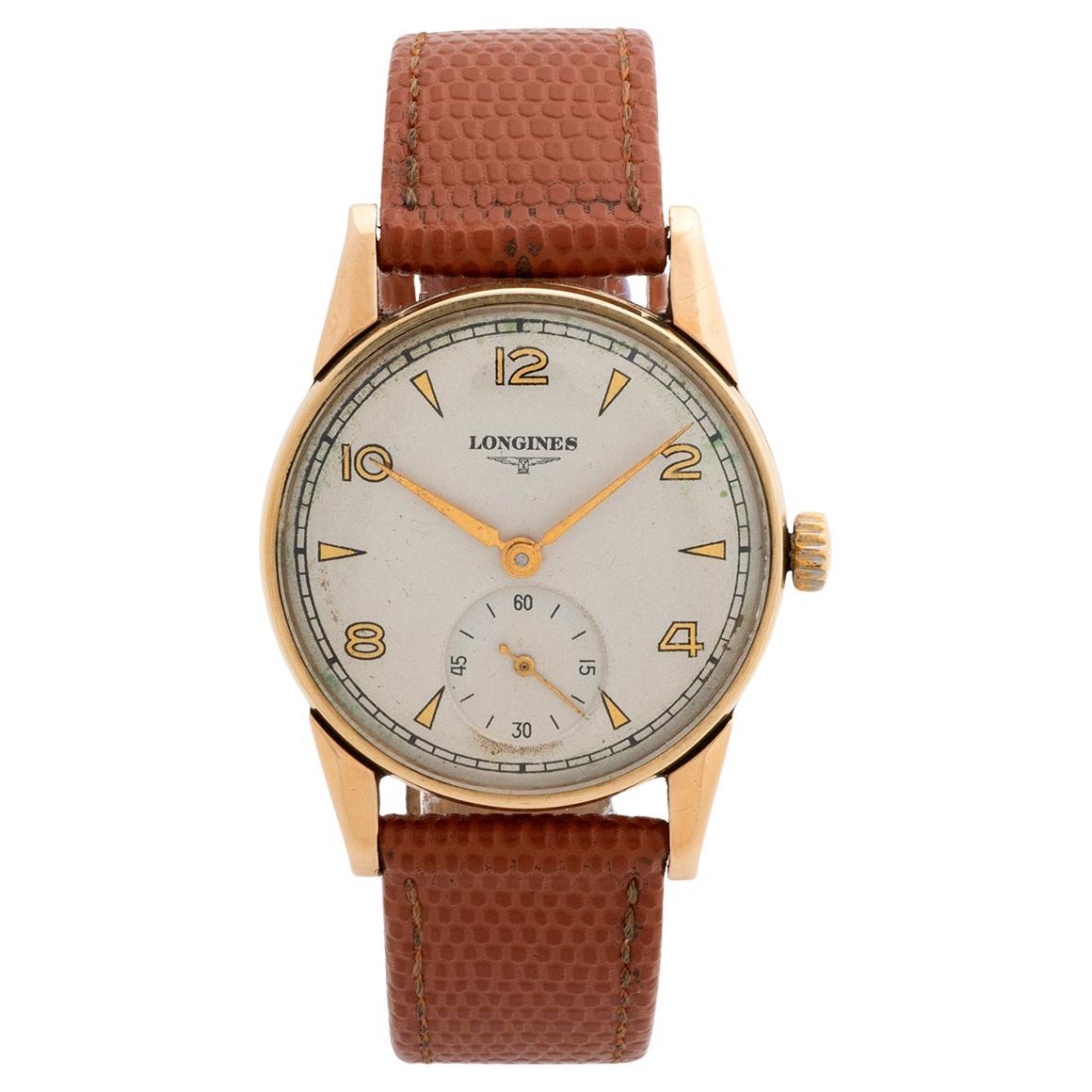 Reloj de pulsera Longines de cuerda manual con movimiento de 17 rubíes. Números arábigos (pares) 1948 en venta