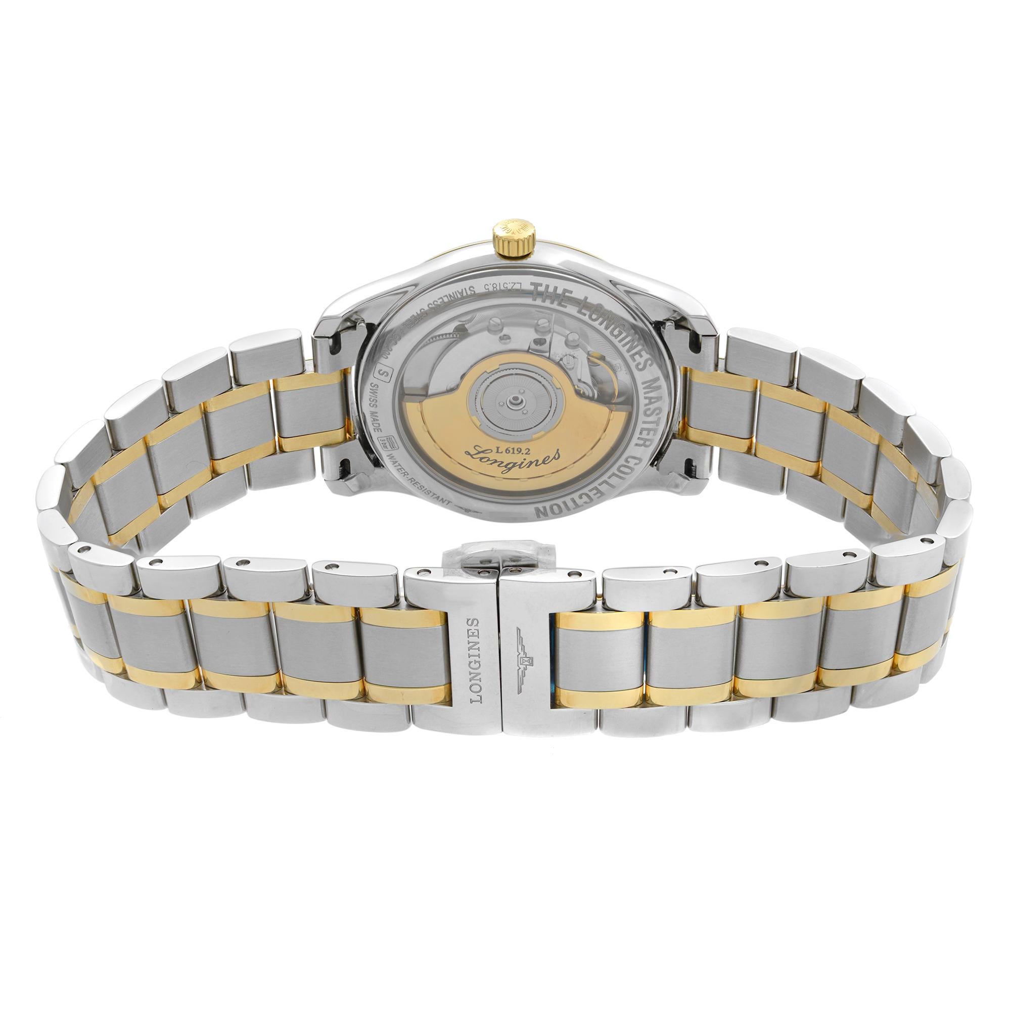 Men's Longines Master Collection 18K Gold Black Diamond Dial Mens Watch L25185577