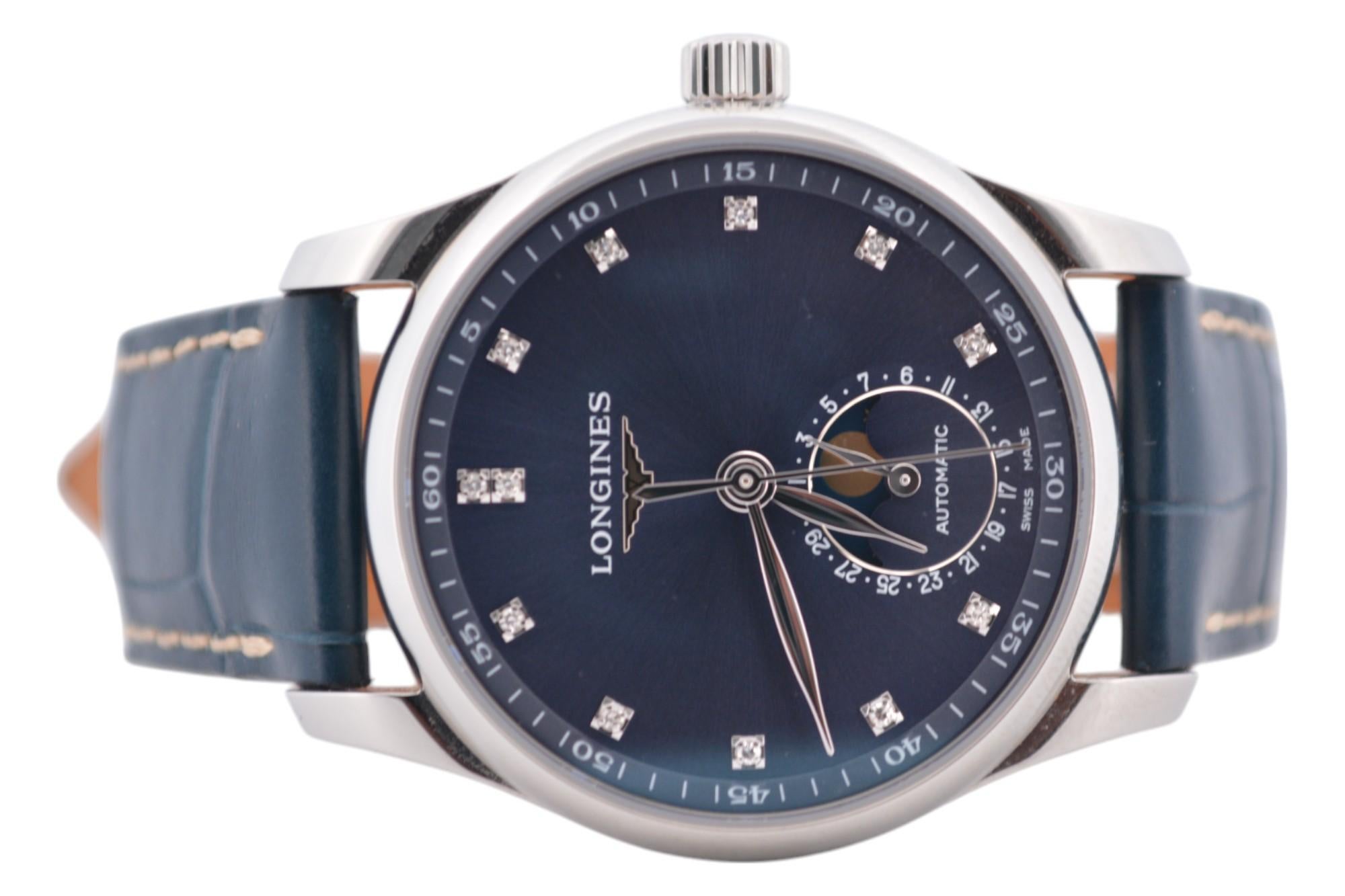 Longines Master Collection 34 Stahlblaue Stahlschachtel+Bücher 2024 Ref: L2.409.4.97.0 Damen im Angebot