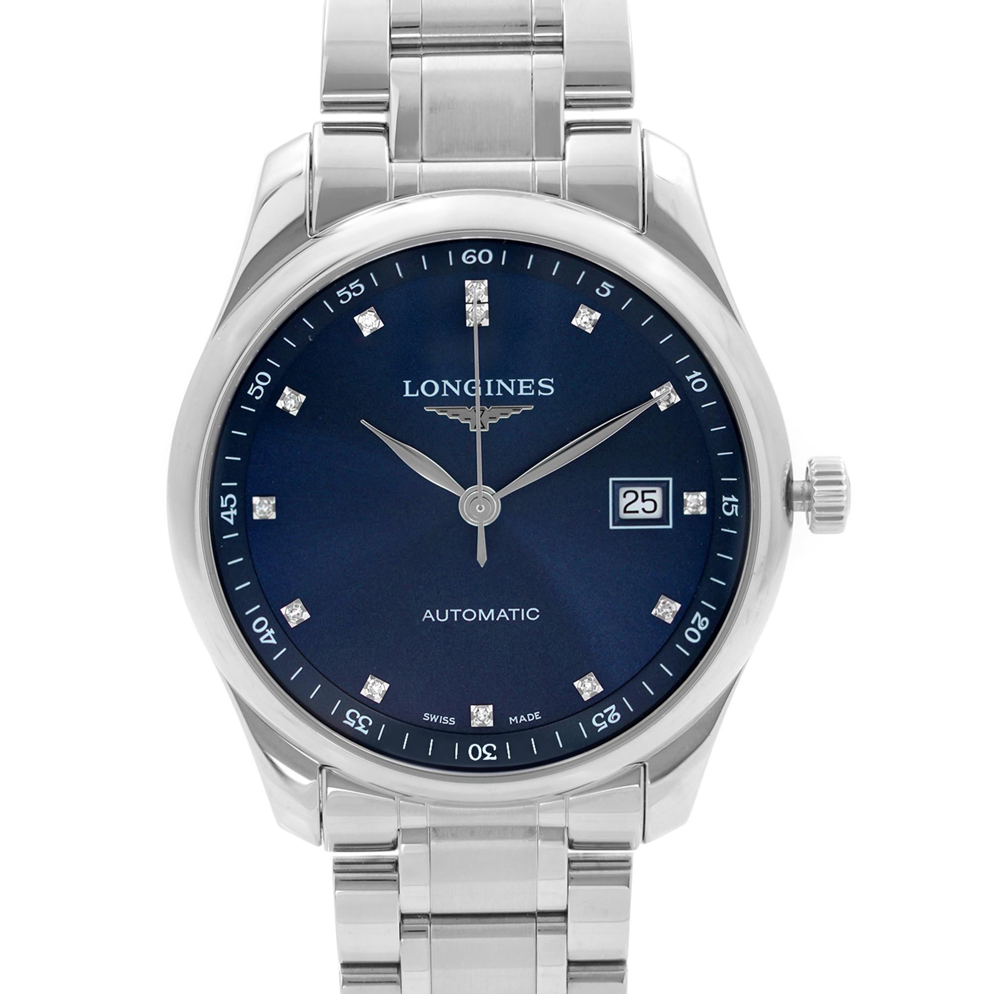 Display Model Longines Master Collection Steel Blue Dial Automatic Men's Watch L2.793.4.92.6. This Beautiful Timepiece is Powered by Mechanical (Automatic) Movement And Features: Round Stainless Steel Case & Bracelet Fixed Stainless Steel Bezel,