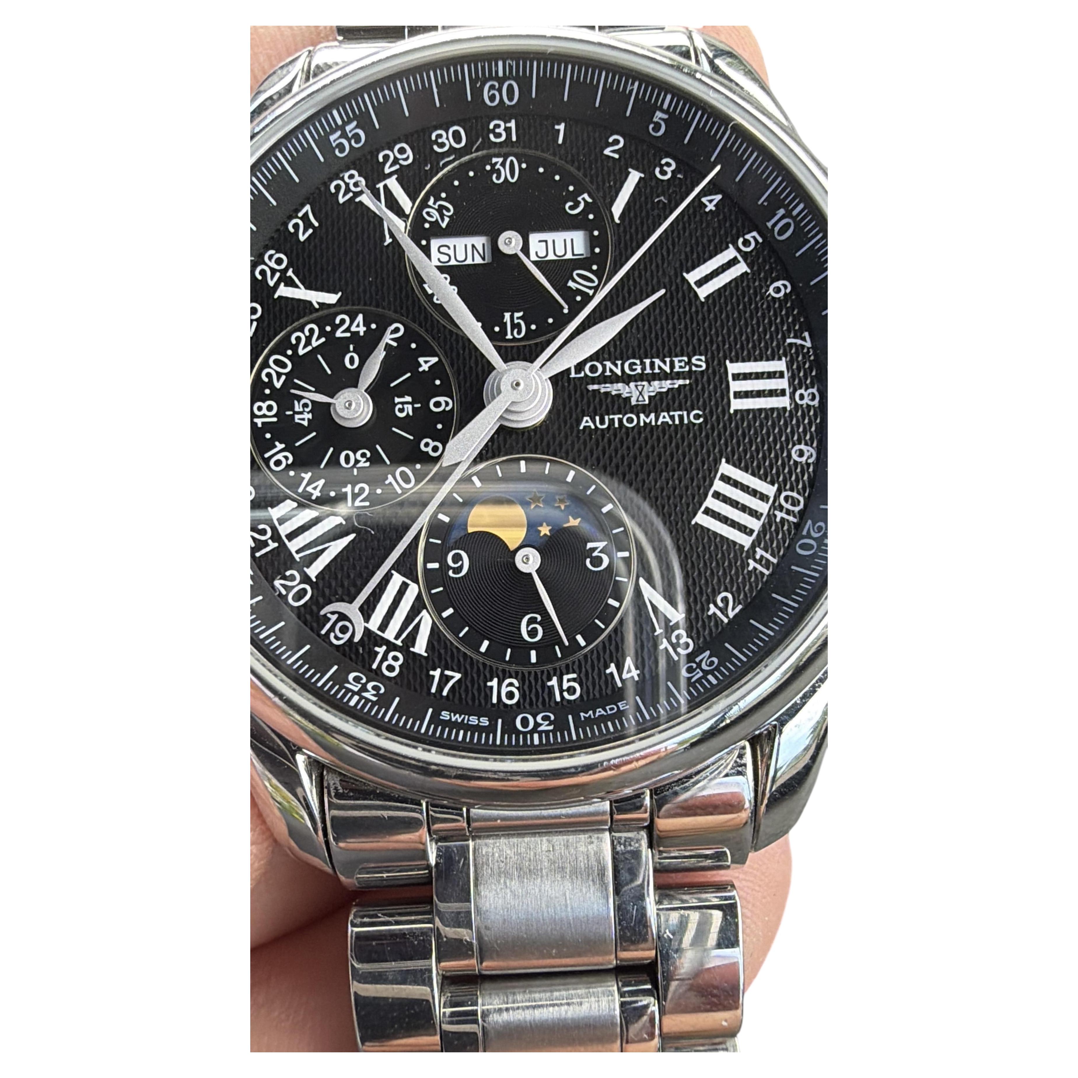 Longines Master Collection Moonphase Chronograph Automatic Mens Watch Steel For Sale
