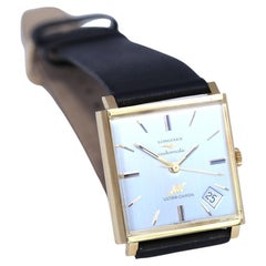 Retro Longines Mechanical Automatic Date Swiss Watch Square 18K Yellow Gold, 1970