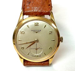 Longines Men's Wristwatch with French Leather Strap, Vintage