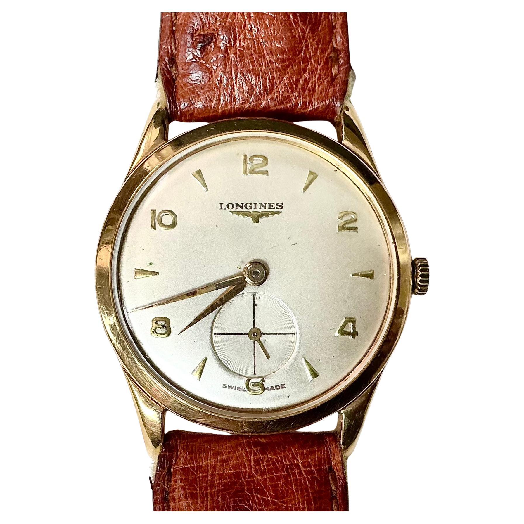 Longines Men
s Wristwatch with French Leather Strap, Vintage im Angebot