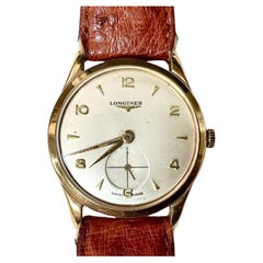 Longines Men
s Wristwatch with French Leather Strap, Vintage