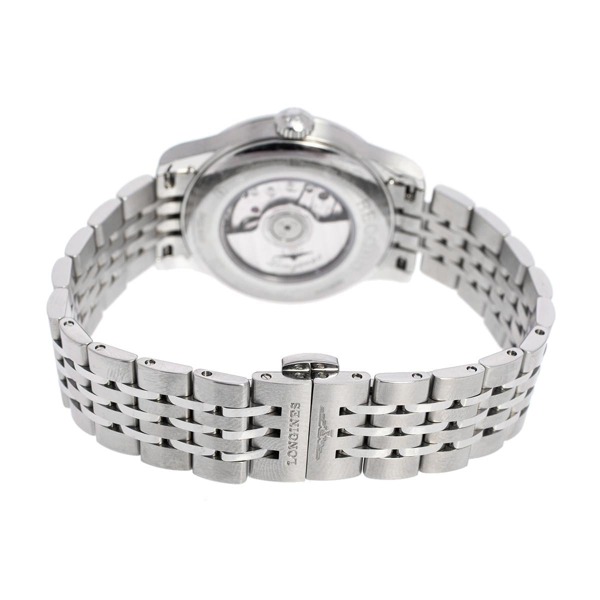 Longines MOP Diamonds Stainless Steel Record L23210876 Women's Wristwatch 30 mm In Good Condition In Dubai, Al Qouz 2