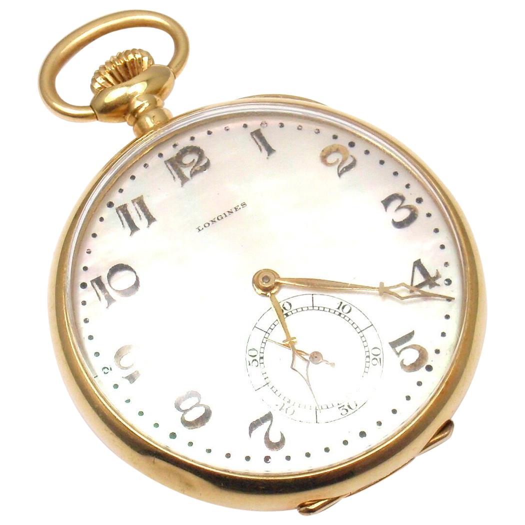 Longines Mother of Pearl Dial Yellow Gold Pocket Watch