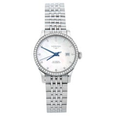 Longines Mother of Pearl Diamond Stainless Steel Record Women's Wristwatch 30 mm