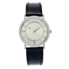 Longines Mystery Dial 167-B 32mm Diamond Index White Gold Leather Ladies Watch