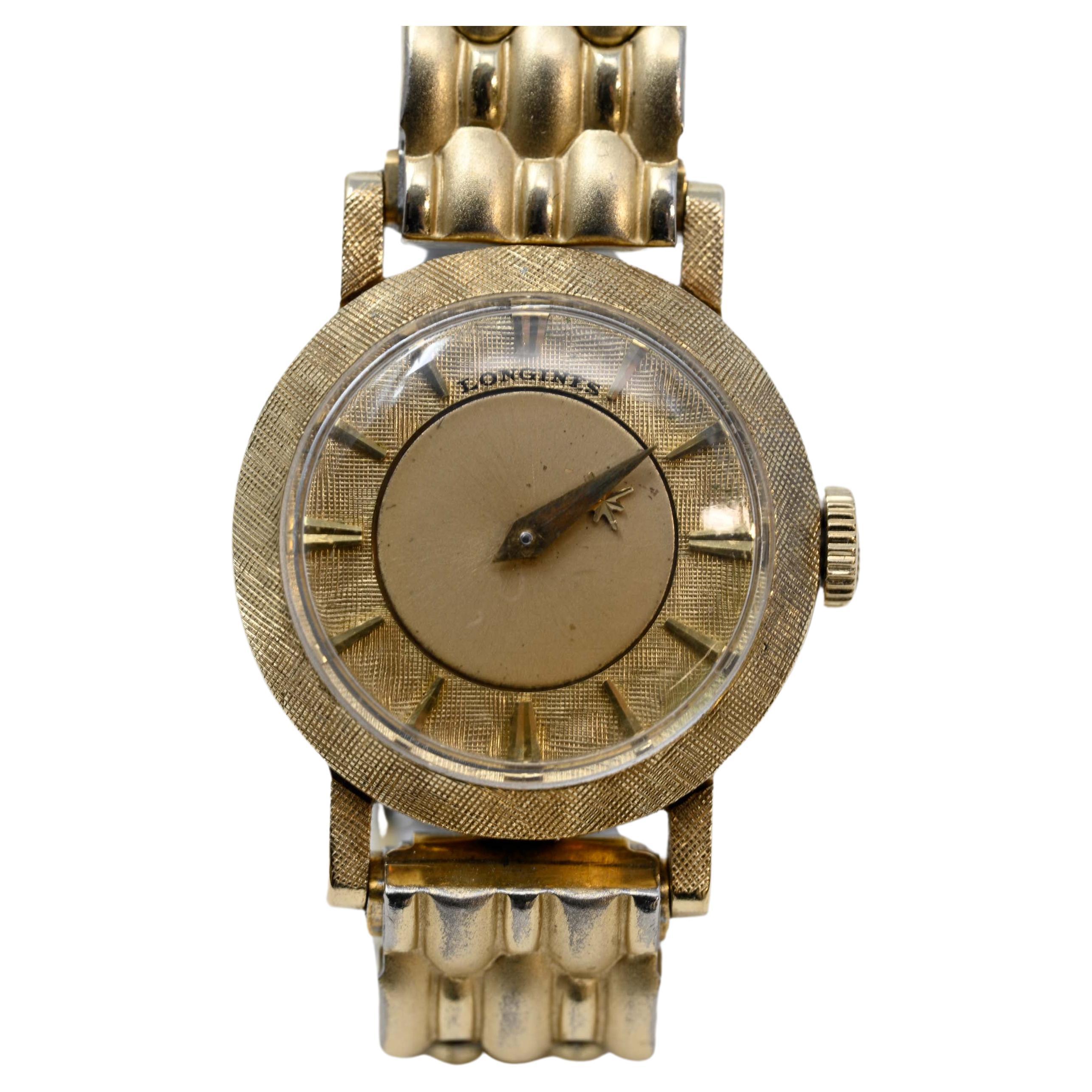 Longines Mystery Dial Ladies Watch 14k Yellow Gold For Sale