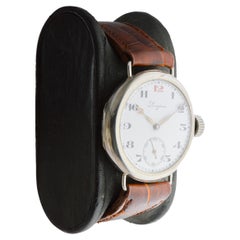 Longines Nickel Campaign Style Watch with a Flawless Kiln Fired Dial from 1915