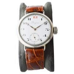 Longines Nickel-Uhr im Campaign Style mit makellosem, kiln geflammtem Zifferblatt aus dem Jahr 1915