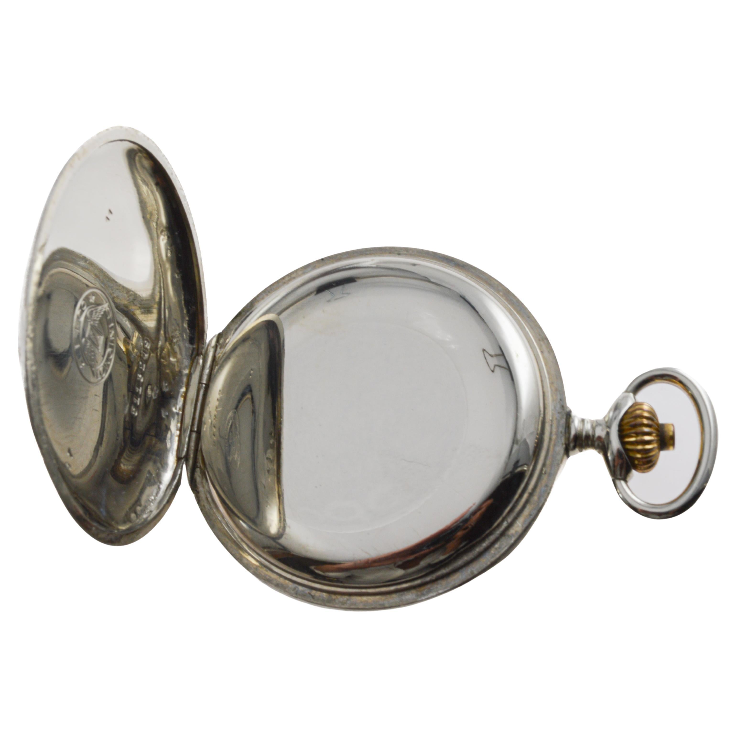 Longines Nickel Silver Chronograph Large Pocket Watch with Flawless Enamel Dial 9