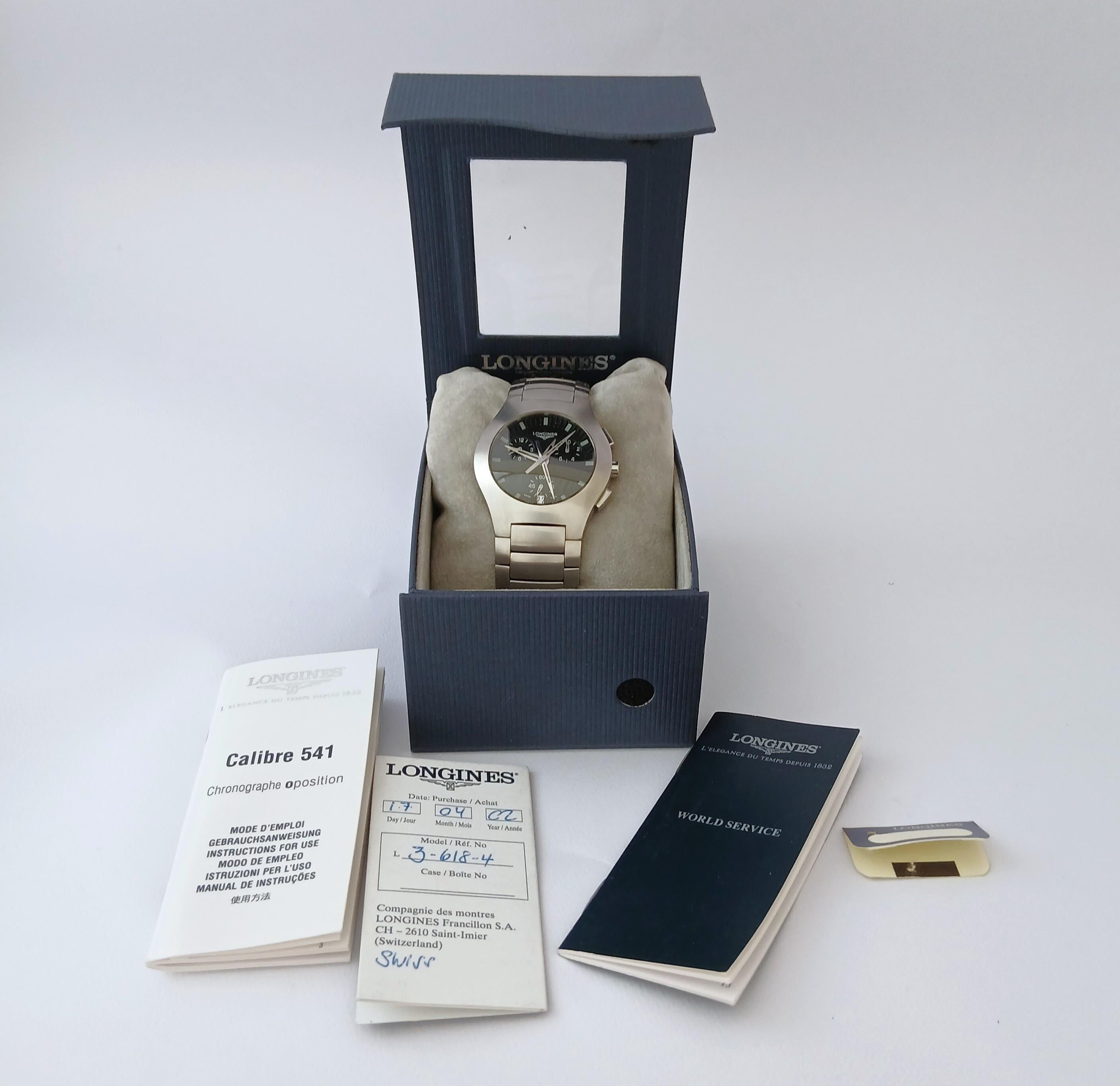 Longines Oposition L3 618 4 Cronografo Orologio da Uomo Set Completo in vendita 6