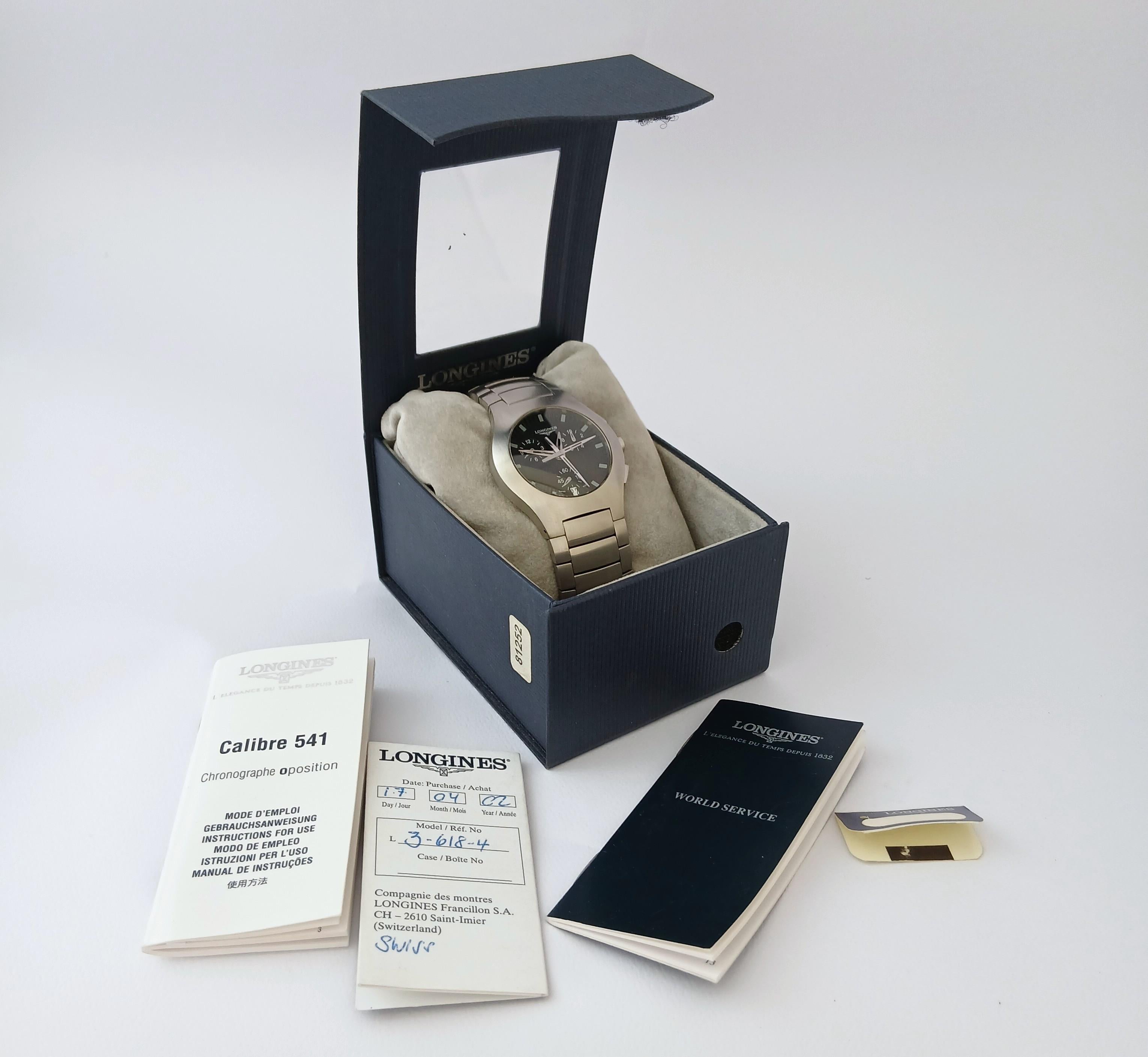 Longines Oposition L3 618 4 Cronografo Orologio da Uomo Set Completo in vendita 7