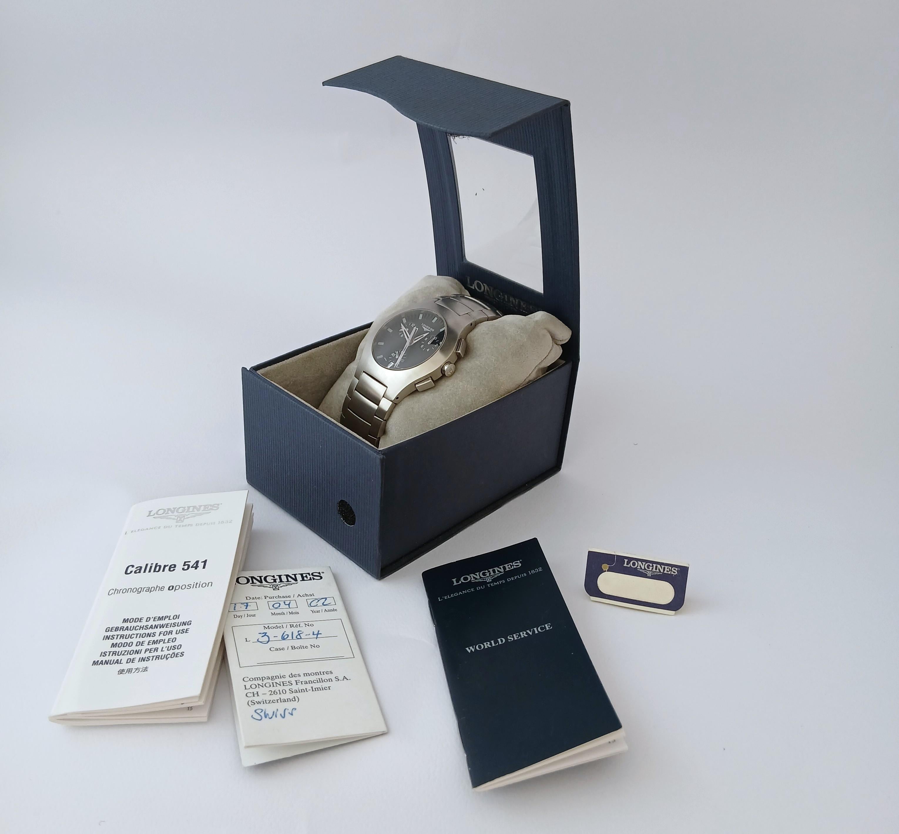 Longines Oposition L3 618 4 Cronografo Orologio da Uomo Set Completo in vendita 8