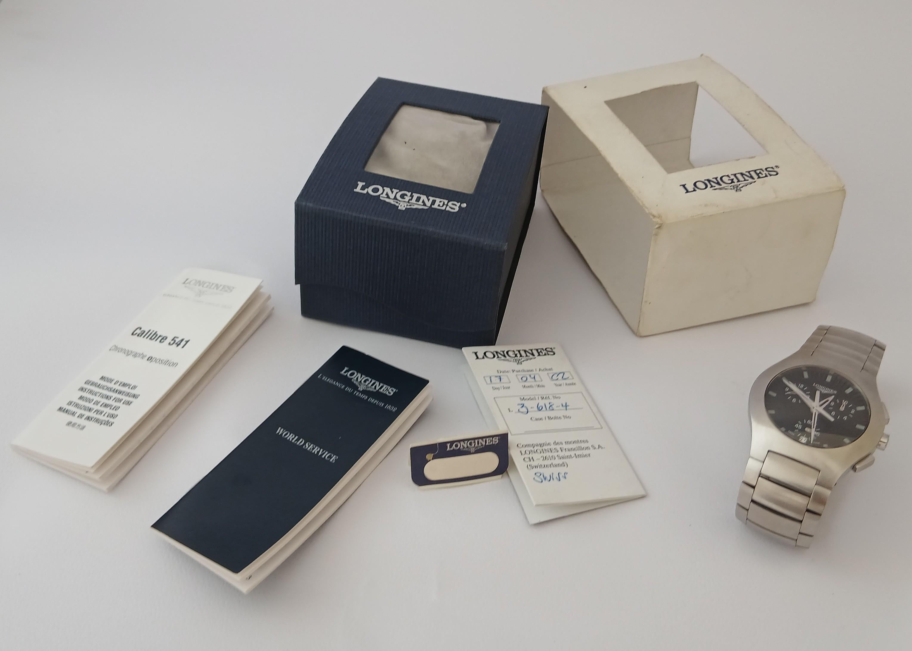 Longines Oposition L3 618 4 Cronografo Orologio da Uomo Set Completo in vendita 10