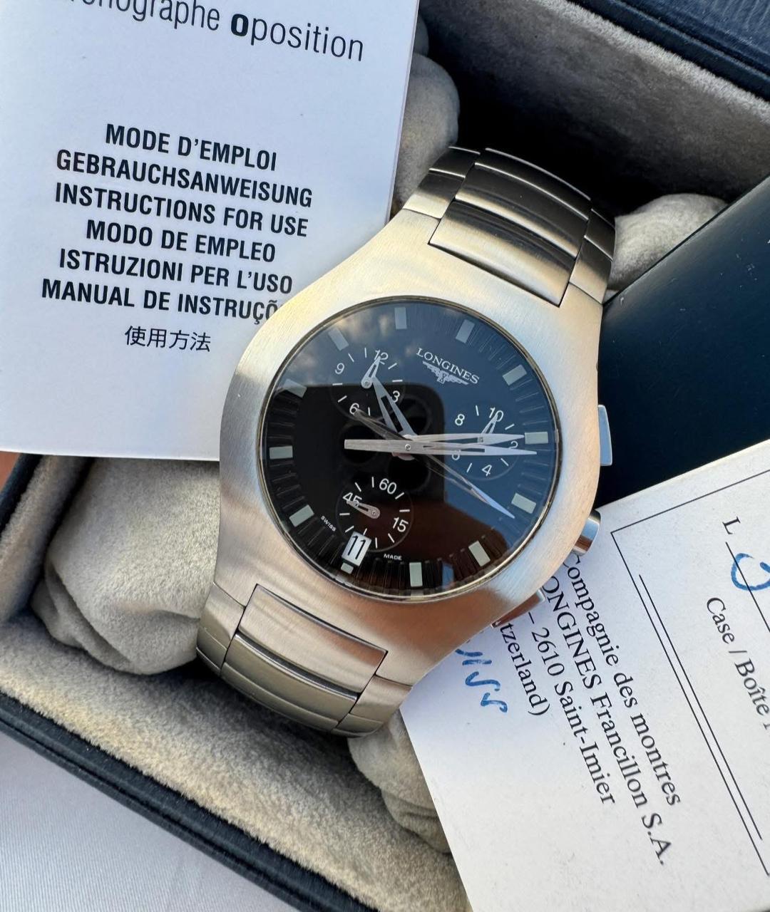 Longines Oposition L3 618 4 Cronografo Orologio da Uomo Set Completo in vendita 13