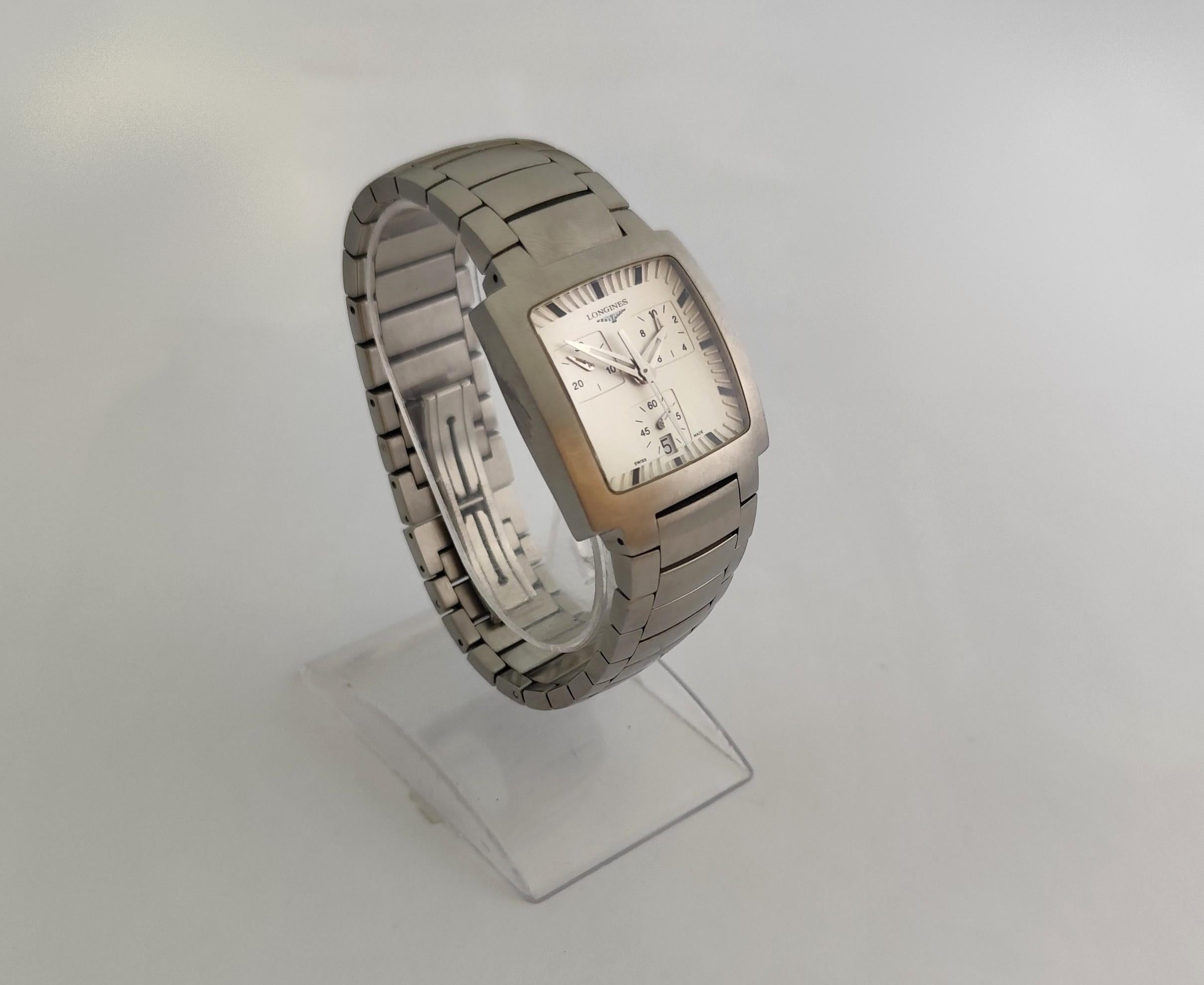 Longines Oposition L3.628.4 Men's Chronograph Steel Watch Bon état - En vente à Toronto, CA