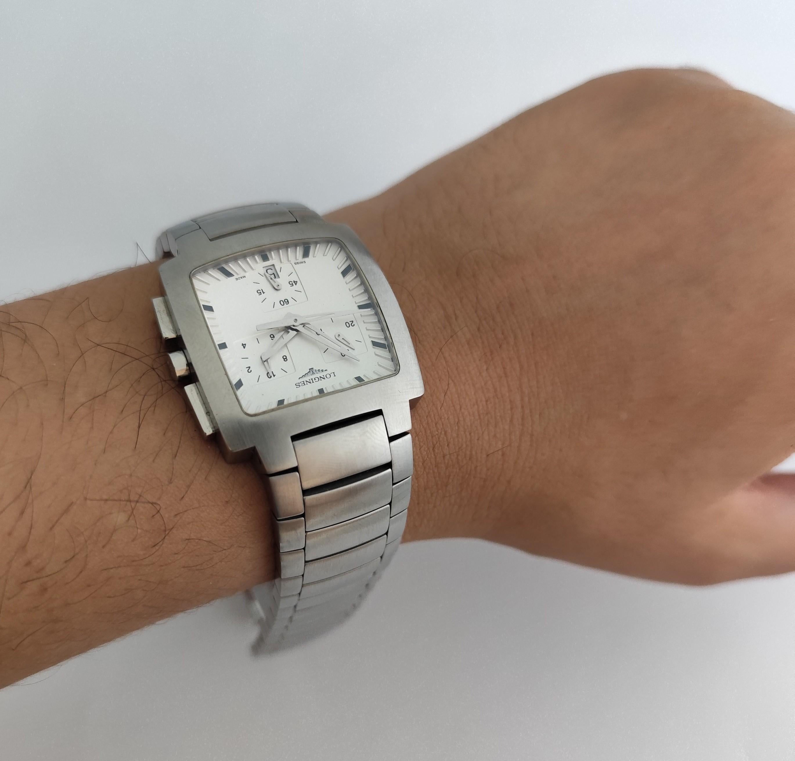 Longines Oposition L3.628.4 Men's Chronograph Steel Watch Unisexe en vente