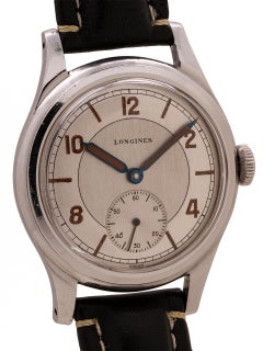 Longines Oversize Stainless Steel Sector Dial, circa 1940s