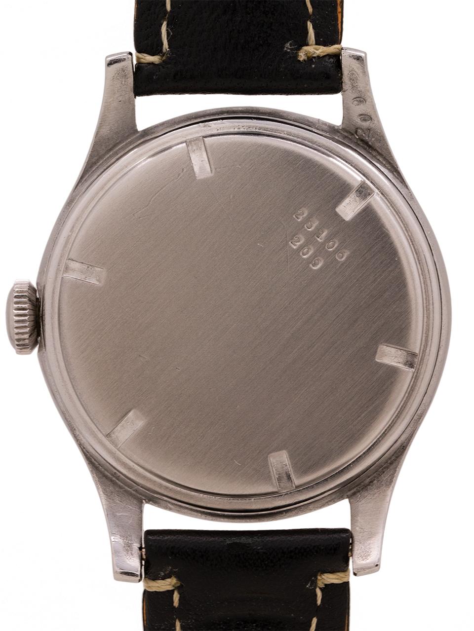 Longines Oversize Stainless Steel Sector Dial, circa 1940s In Excellent Condition In West Hollywood, CA