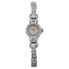 Antique Longines Platinum & 14k White Gold Diamond Women's Dress Watch