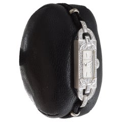 Longines Platinum Art Deco Ladies Dress Watch with Adjustable Cord Band