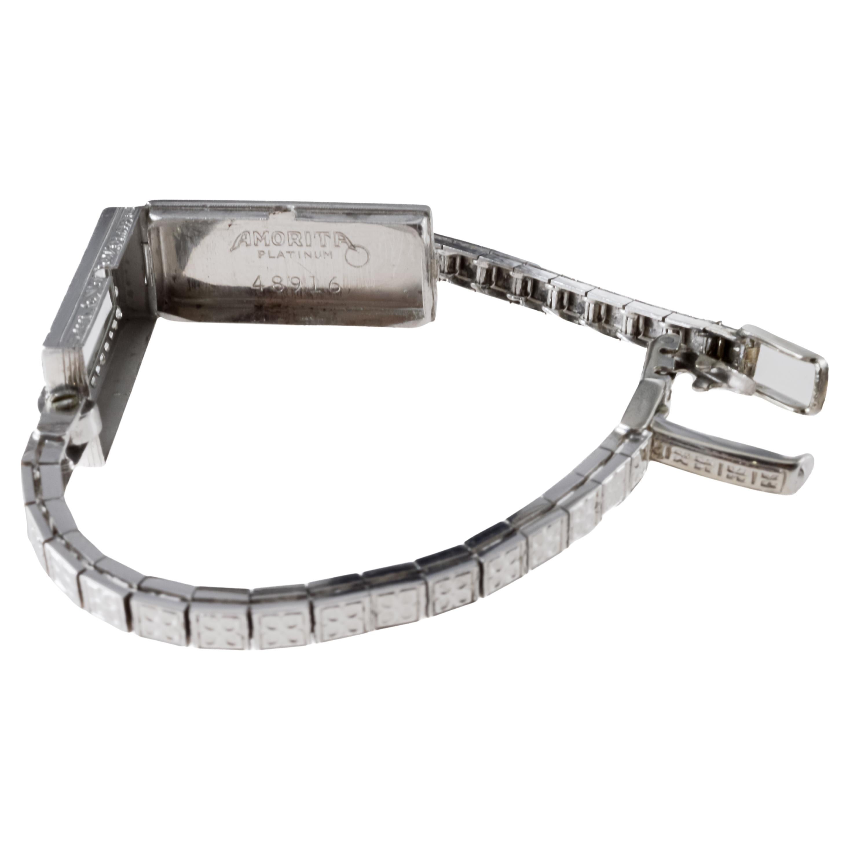 Longines Platin und Diamant Art Deco Dress Watch mit passendem Armband 1940er Jahre 7